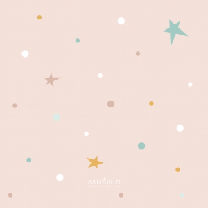 Papel pintado estrellas fondo rosa