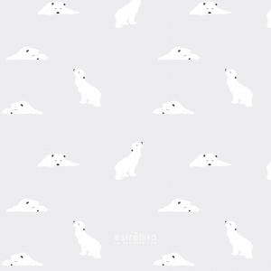 Papel pintado gris oso polar