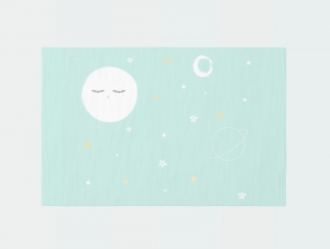 Alfombra rectangular luna fondo mint