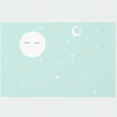Alfombra rectangular luna fondo mint