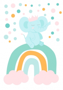 Vinilo arco iris elefante rosa