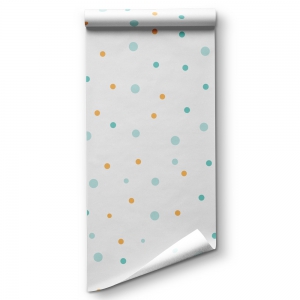 Papel pintado topos multicolor mint y mostaza
