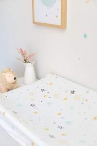 Funda colchoneta cambiador bebé Noche estrellada mostaza