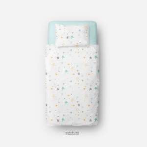 Saco nórdico cama noche estrellada mostaza con bajera mint