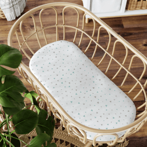 Bajera capazo y cuco triángulo gris y mint