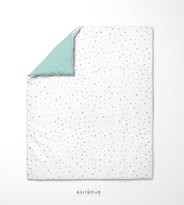 Edredón reversible de cuna triángulos gris y mint