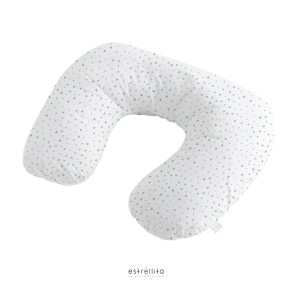 Cojín de lactancia triángulos gris y mint desenfundable.