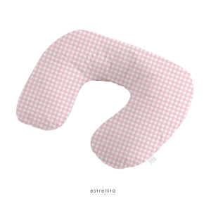 Cojín de lactancia vichy rosa desendundable.