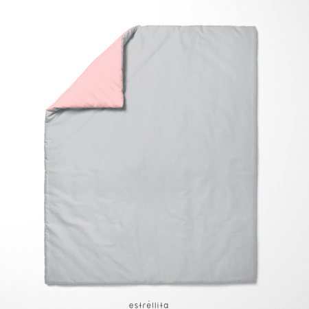 Edredón gris reversible rosa con relleno de 250 g.