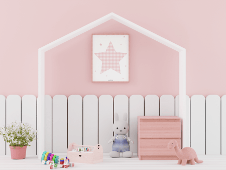 Lámina decoración infantil estrella cuadro vichy rosa