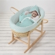 Vestidura para capazo vichy mint. Vestidura de moisés de bebé de la tienda online de textil hogar, accesorios y decoración infantil con confección propia en la Comunidad Valenciana. Diseños propios con tejidos 100% algodón orgánico, hechos en España, sostenibles y ecológicos.