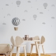 Decoración pared con vinilo adhesivo de globos cuadro vichy gris. Estrellita la Valiente.