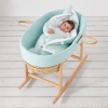Vestidura para capazo mint con saco polar vichy mint. Vestidura de moisés de bebé de la tienda online de textil hogar, accesorios y decoración infantil con confección propia en la Comunidad Valenciana. Diseños propios con tejidos 100% algodón orgánico, hechos en España, sostenibles y ecológicos.