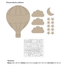Contenido de la decoración de pared de madera Globo de Estrellita la Valiente. Globo, nubes, estrellas y luna. También kit letras para personalizar el vinilo.