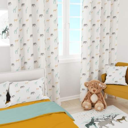 Habitación infantil con edredón reversible mint y mostaza. Tejido 100% algodón orgánico Estrellita la Valiente