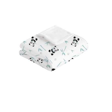 Capa de baño Panda. Capa de baño Panda tejido 100% algodón orgánico con dibujos de un oso Panda comiendo y jugando con ramas de Bambú.