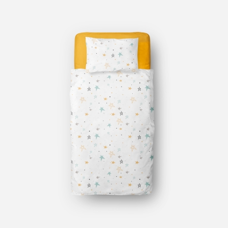 Saco nórdico noche estrellada mostaza bajera mostaza Estrellita la Valiente 100% algodón orgánico