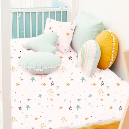 Saco nórdico noche estrellada mostaza Estrellita la Valiente 100% algodón orgánico bajera mostaza