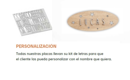 Personalización placas personalizables de madera. Personalización de placas con kit de letras