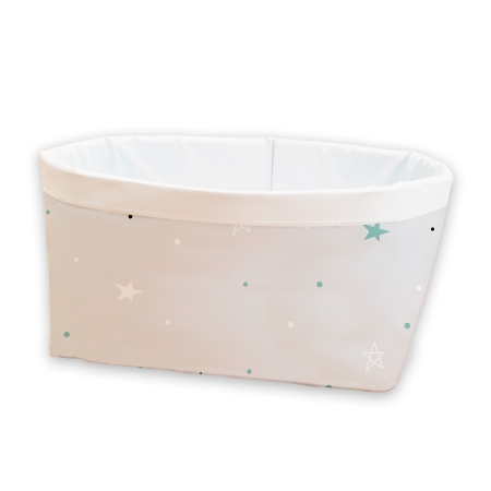 Cesto organizador de almacenaje libre de BPA pequeño gris con estrellas. Artículo infantil y juvenil.
