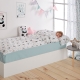 Habitación infantil saco nórdico con cremallera Panda. Habitación con niña durmiendo en un saco nórdico con estampado de Osos Panda