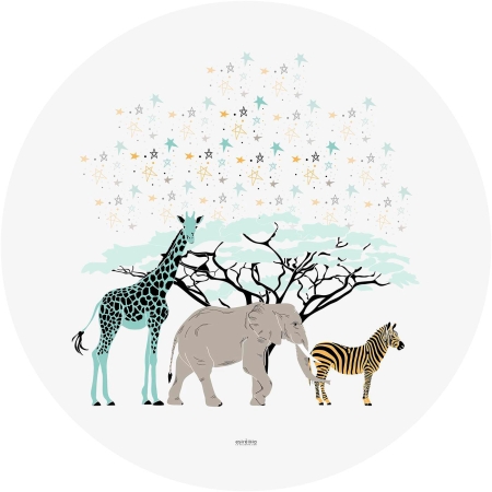 Alfombra redonda animales de la sabana