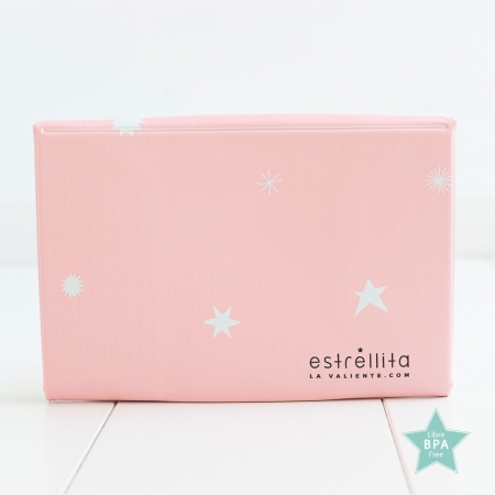 Cambiador bebe plegable de paseo rosa estrellas blancas