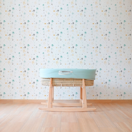 Papel pintado noche estrellada mostaza