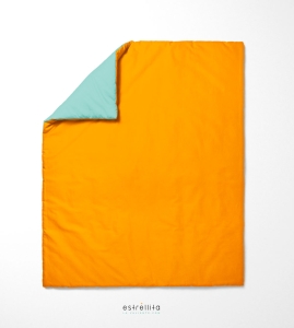 Edredon cuna mostaza reversible mint