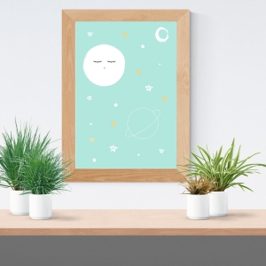 Lámina infantil espacio mint