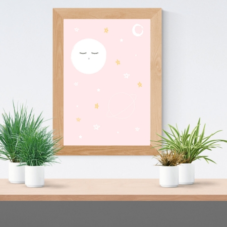 Lámina infantil espacio rosa