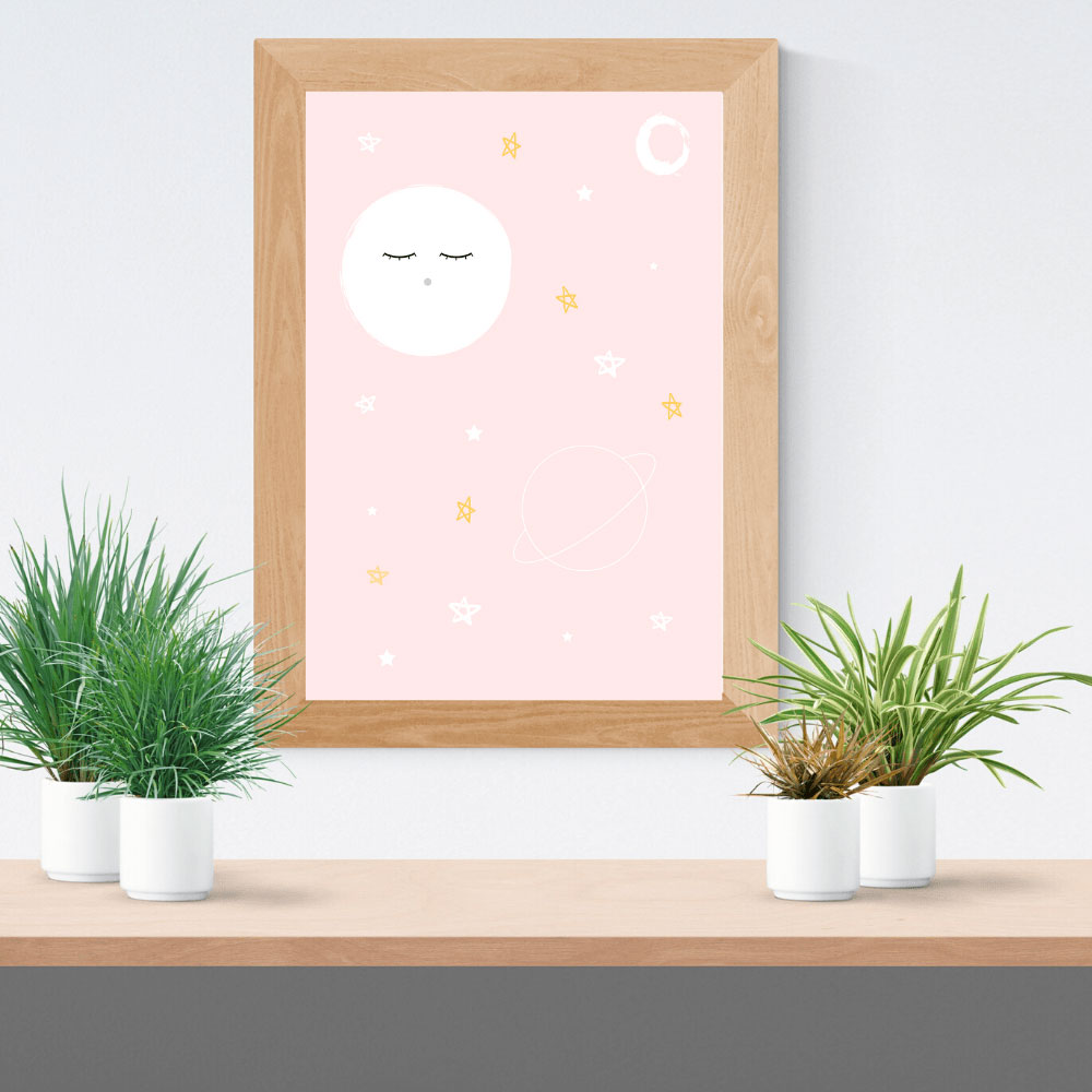Lámina infantil espacio rosa