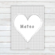 Lámina personalizada corazón Vichy gris sobre fondo pared