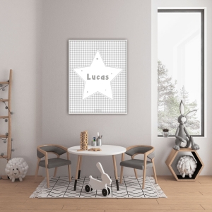 Lámina personalizada estrella Vichy gris decoración infantil