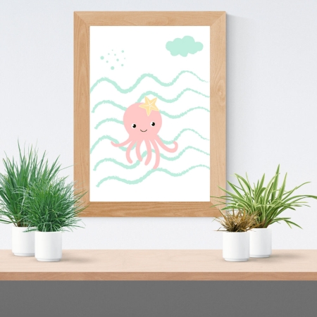Lámina infantil pulpo rosa
