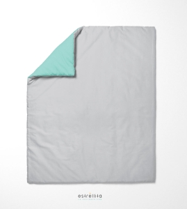 Edredón cuna gris reversible mint