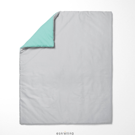 Edredón cuna gris reversible mint