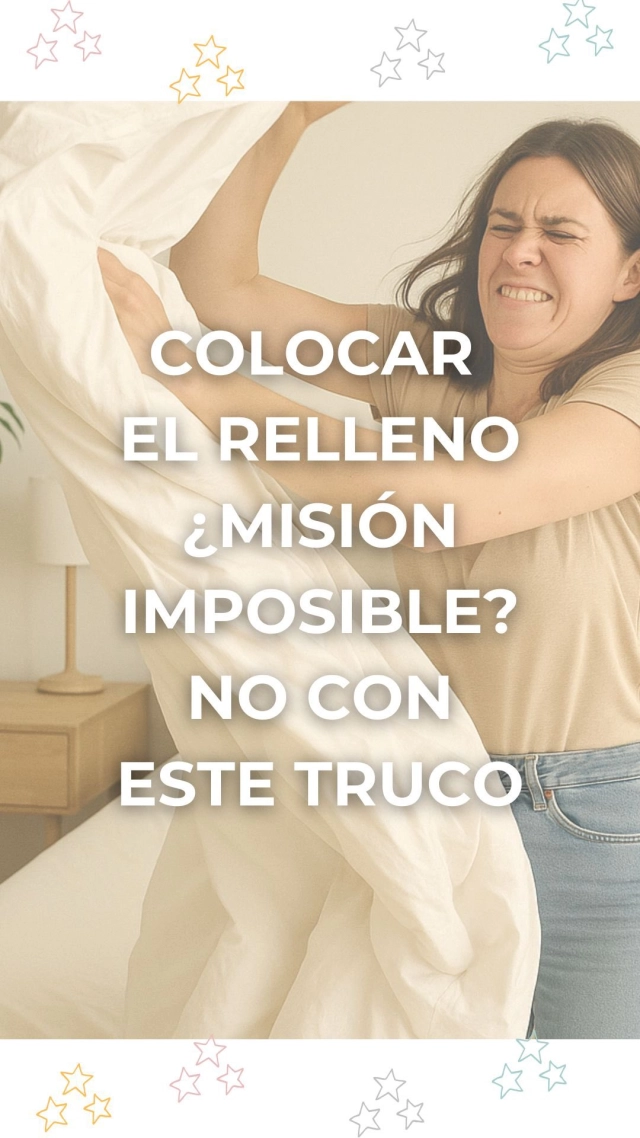 😵El truco definitivo para colocar el relleno de la funda nórdica👇

La forma rápida, definitiva y que funciona, de colocar el relleno de la funda nórdica.

Es más fácil de lo que parece, y para ello sólo hace falta 1 persona que te ayude. 👏🏼👏🏼

Te contamos el paso a paso con las 2 personas necesarias para ello:

1️⃣ Coloca la funda nórdica del revés, la persona 1 se mete dentro de ella.
2️⃣ La persona 2 da el relleno de la funda nórdica a la persona 1 y ésta la sujeta de ambos laterales por la parte de arriba.
3️⃣ Luego la persona 2 da la vuelta a la funda nórdica por encima de la persona 1, dejándola a esta al descubierto.
4️⃣ Posteriormente, mientras la persona 1 sujeta funda nórdica y relleno, la persona 2 va bajando la funda nórdica mientras cubre todo el relleno.
5️⃣ Finalmente, la persona 2 coge ambos extremos tanto de la funda nórdica como del relleno y ambas tiran hacía lados opuestos y voilà ¡todo listo!

Ya tienes el relleno dentro de tu funda nórdica, y con esto tu peque puede dormir calentito dentro de su funda nórdica de cuna, maxicuna o cama.

¿Conocías este truco? 🤷🏽‍♀️

Te animamos a que lo pruebes con tus peques, seguro pasas un rato divertido 😉😀, ellos pueden hacer de persona 1 subidos sobre una silla, les encantará, puede ser divertido.
Esperamos vuestros vídeos 📹📼, a ver si lo habéis logrado. 💪💪

Te recordamos que en nuestra shop puedes encontrar fundas nórdicas y rellenos para cuna, maxicuna y cama. Link en Bio 👉👉 @estrellitalavaliente

#fundanórdica #rellenofundanórdica  #colocarfundanórdica #ColocarRellenoFundaNórdica  #fundanórdicacuna